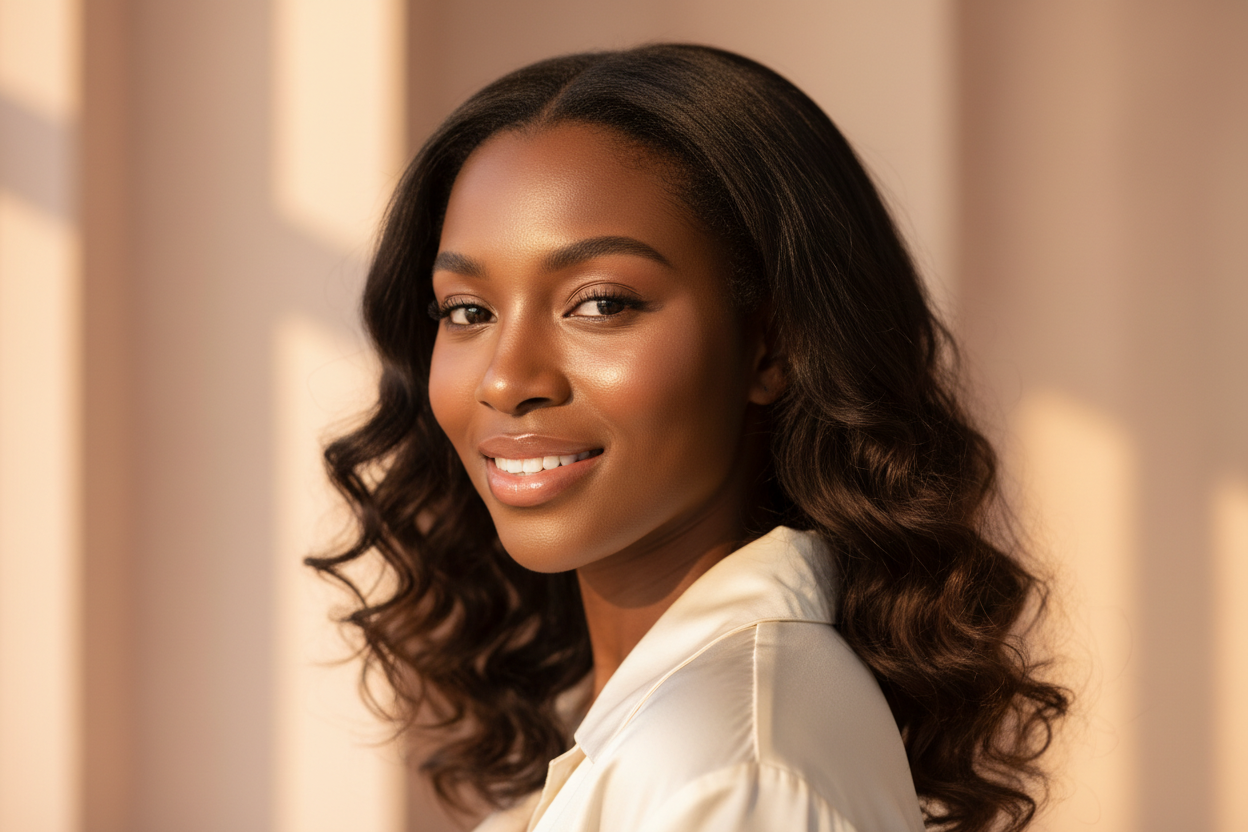 Black woman with glowing skin